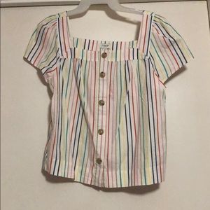 J. Crew buttoned square neck multi-color blouse